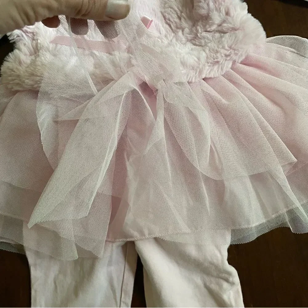 Nanette Lepore Girls Baby/ Toddler Occasion Dress Faux Fur Tutu Size 12 M